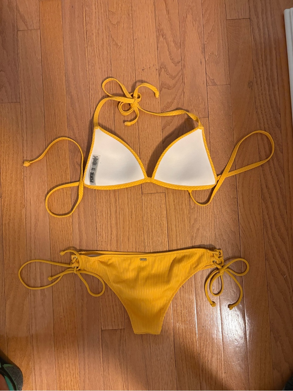 Victoria's Secret Yellow Ribbed String Bikini - Picture 3 of 10